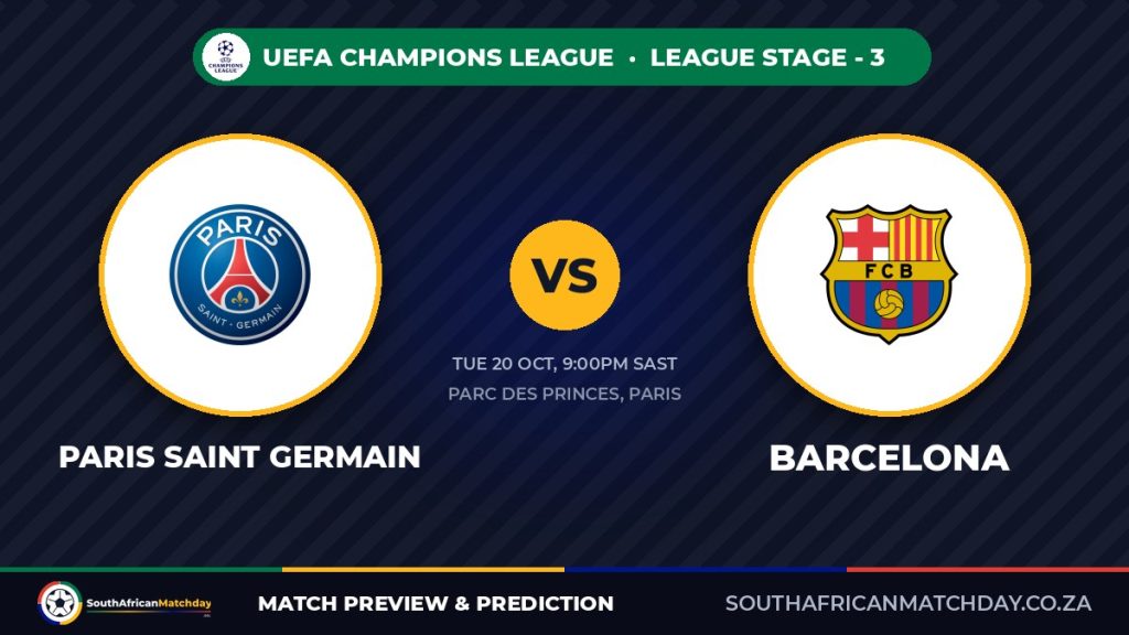 PSG vs Barcelona Champions League preview banner